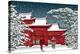 Japanese or Chinese Temple under Snow - Vector Illustration-isaxar-Stretched Canvas