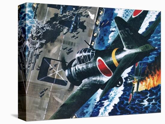 Japanese Suicide Attack on American Aircraft Carrier-Wilf Hardy-Premier Image Canvas