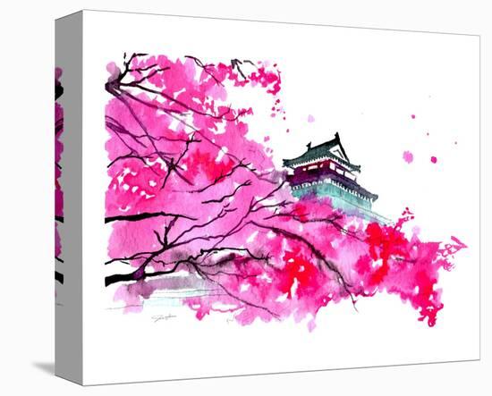 Japanese Temple Scene-Jessica Durrant-Stretched Canvas