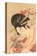 Japanese Woodblock, Lady with Curly Straws-null-Stretched Canvas