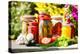 Jars Of Pickled Vegetables In The Garden. Marinated Food-monticello-Premier Image Canvas