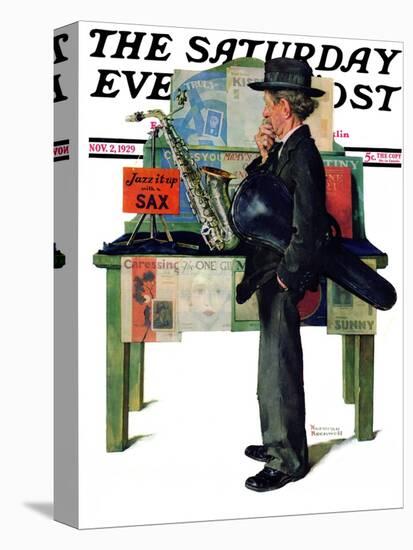 "Jazz It Up" or "Saxophone" Saturday Evening Post Cover, November 2,1929-Norman Rockwell-Premier Image Canvas