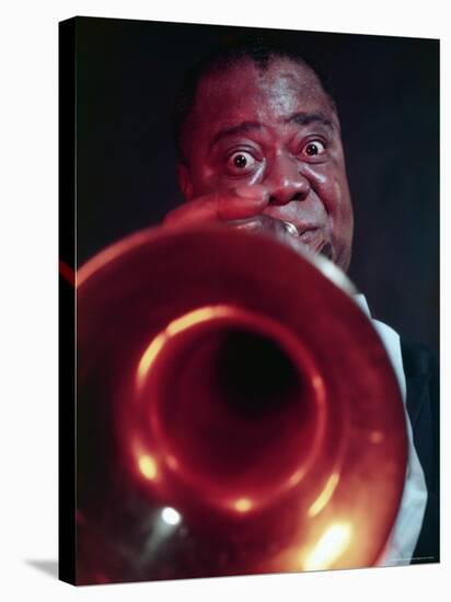 Jazz Musician Louis Armstrong Blowing on Trumpet-Eliot Elisofon-Premier Image Canvas