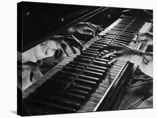 Jazz Pianist Mary Lou Williams's Hands on the Keyboard During Jam Session-Gjon Mili-Premier Image Canvas