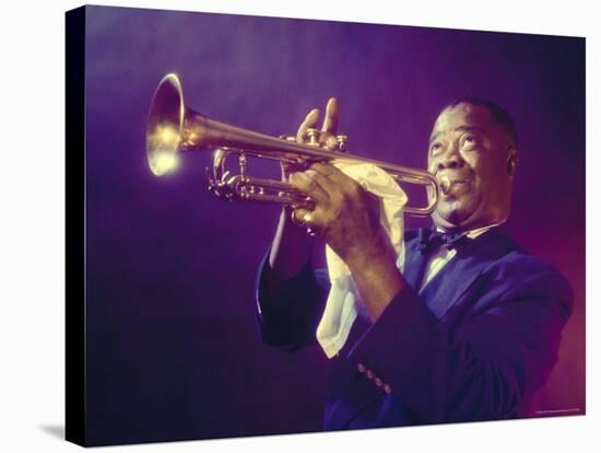 Jazz Trumpeter Louis Armstrong Playing His Trumpet-Eliot Elisofon-Premier Image Canvas