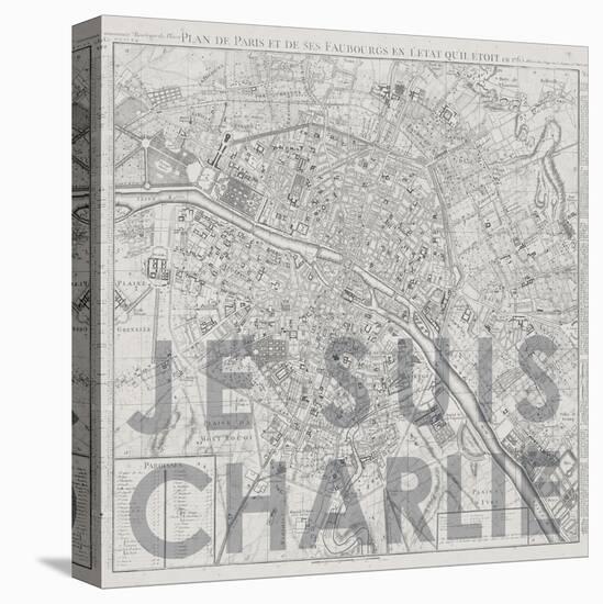 Je Suis Charlie - Map of Paris, France-null-Premier Image Canvas