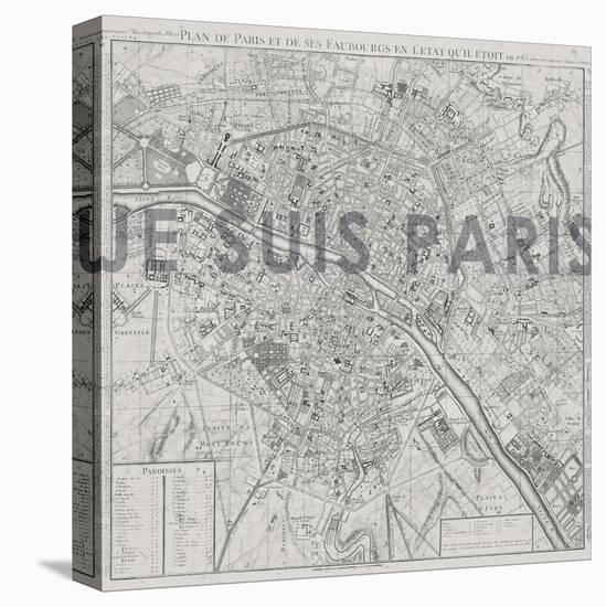 Je Suis Paris - Map of Paris, France-null-Premier Image Canvas