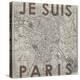 Je Suis Paris - Map of Paris, France-null-Premier Image Canvas