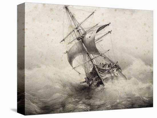 Jean Bart, 74-Gun French Ship in Storm, Lithograph by Ferdinand Perret, 19th Century-null-Premier Image Canvas