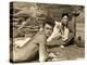Jean Marais and Jean Cocteau on the Beach in Pramousquier, France, 1938-null-Premier Image Canvas