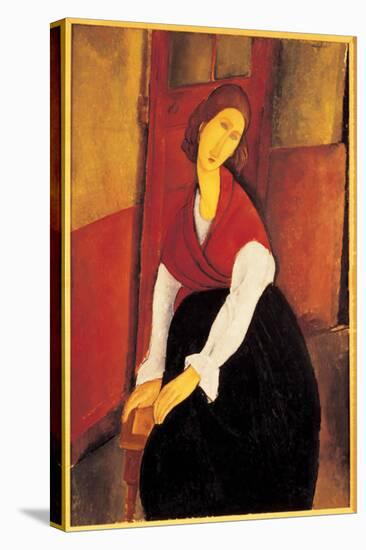 Jeanne Hebuterne with Red Shawl-Amedeo Modigliani-Stretched Canvas