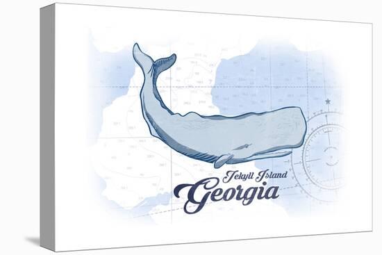 Jekyll Island, Georgia - Whale - Blue - Coastal Icon-Lantern Press-Stretched Canvas