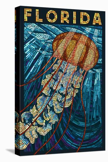 Jellyfish Paper Mosaic - Florida-Lantern Press-Stretched Canvas