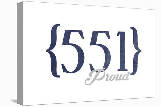 Jersey City, New Jersey - 551 Area Code (Blue)-Lantern Press-Stretched Canvas