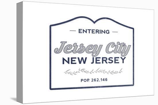 Jersey City, New Jersey - Now Entering (Blue)-Lantern Press-Stretched Canvas