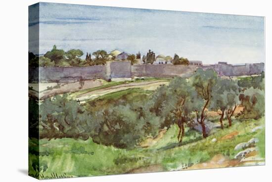 Jerusalem city walls in the Holy Land c1910-Harold Copping-Premier Image Canvas