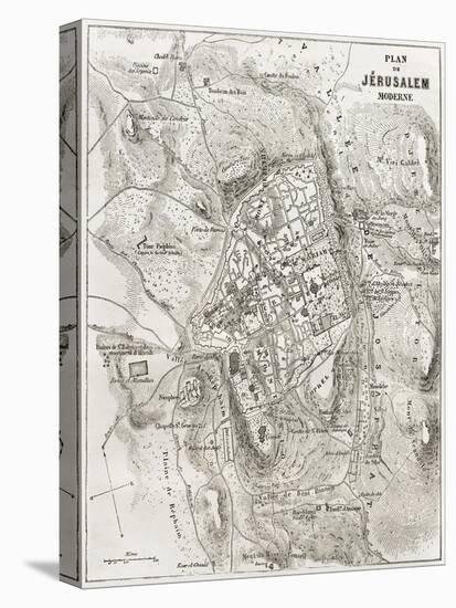 Jerusalem Old Map-marzolino-Stretched Canvas