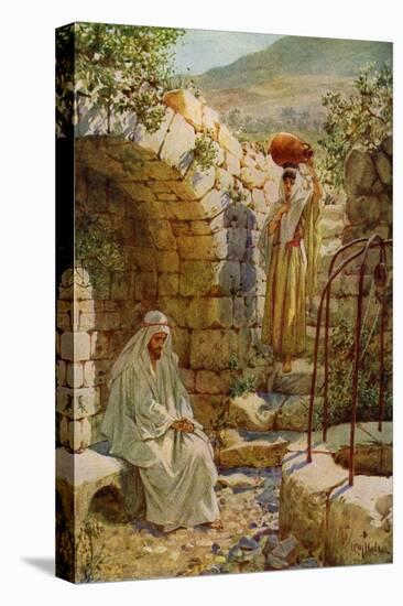 Jesus asks a Samaritan woman for water - Bible-William Brassey Hole-Premier Image Canvas