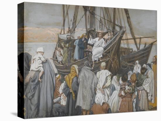 Jesus Preaches in a Ship from 'The Life of Our Lord Jesus Christ'-James Jacques Joseph Tissot-Premier Image Canvas