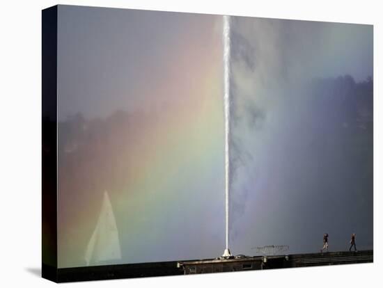 Jet D'Eau as the Fountain' sWater Droplets Form a Rainbow, on the Shore of Lake Leman, Switzerland-null-Premier Image Canvas