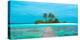 Jetty and Maldivian island-Pangea Images-Stretched Canvas