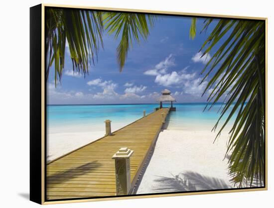 Jetty Leading Out to Tropical Sea, Maldives, Indian Ocean, Asia-Sakis Papadopoulos-Stretched Canvas