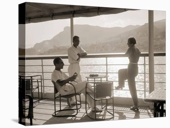 Jeunes Gens Sur le Pont D'Un Bateau Dans la Baie de Monte Carlo, 1920-Charles Delius-Stretched Canvas