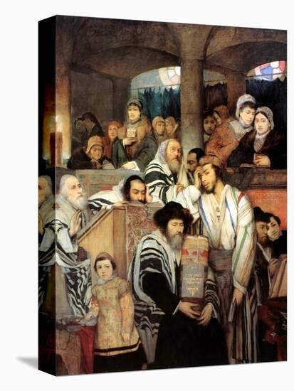 Jews Praying in the Synagogue on Yom Kippur, 1878-Maurycy Gottlieb-Premier Image Canvas