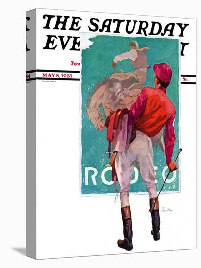 "Jockey Looks at Poster," Saturday Evening Post Cover, May 8, 1937-John E. Sheridan-Premier Image Canvas