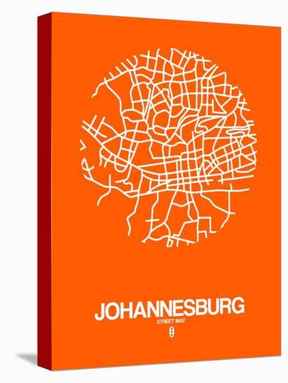 Johannesburg Street Map Orange-NaxArt-Stretched Canvas