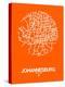 Johannesburg Street Map Orange-NaxArt-Stretched Canvas