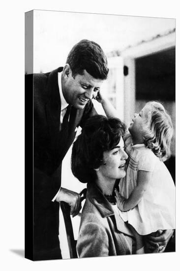 John and Wife Jackie Kennedy with their Daughter Caroline in USA in 1961-null-Stretched Canvas