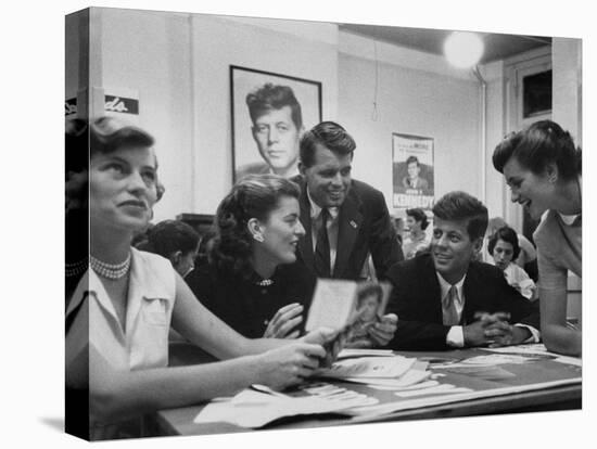 John F. Kennedy with Brother and Sisters Working on His Senate Campaign-Yale Joel-Premier Image Canvas