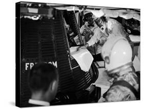 John Glenn Checking Out Mercury Capsule That Will Launch Alan Shepard into Space-Ralph Morse-Premier Image Canvas