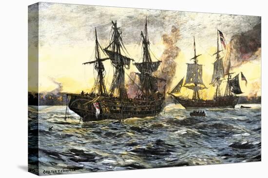 John Paul Jones in Command of the Ranger in Battle with the British Ship Drake-null-Premier Image Canvas