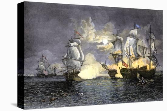 John Paul Jones's Ship, Bon Homme Richard, Defeating the British Serapis, c.1779-null-Premier Image Canvas