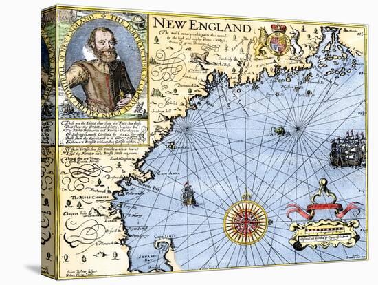 John Smith's Map of New England, with Inset Portrait, c.1620-null-Premier Image Canvas