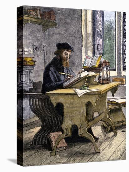 John Wycliffe Translating the Bible into English, 1300s-null-Premier Image Canvas