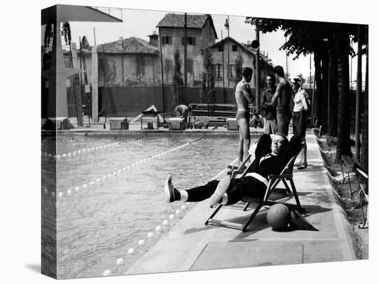 Johnny Dorelli at the Edge of a Swimming Pool-Angelo Cozzi-Premier Image Canvas