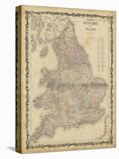 Johnson's Map of England & Wales-null-Stretched Canvas