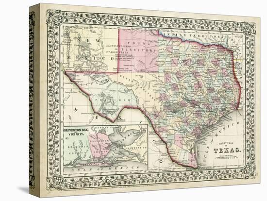 Johnson's Map of Texas-Johnson-Stretched Canvas