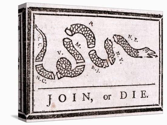Join or Die Political Cartoon-Benjamin Franklin-Premier Image Canvas