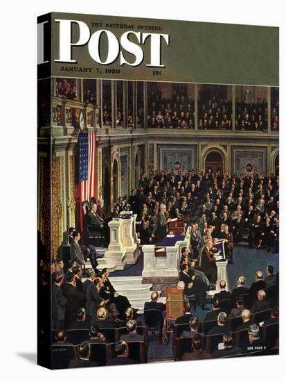 "Joint Session of Congress," Saturday Evening Post Cover, January 7, 1950-John Falter-Premier Image Canvas