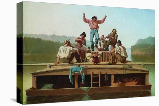 Jolly Flatboatmen-George Caleb Bingham-Stretched Canvas