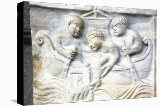 Jonah and the Whale, early Christian Sarcophagus, Roman Marble, 4th century-Unknown-Premier Image Canvas