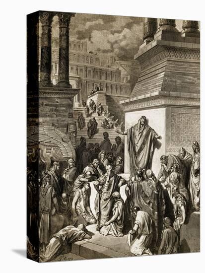 Jonah Telling of Nineveh's Coming Vanquishment-Gustave Doré-Premier Image Canvas
