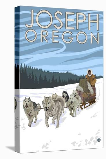 Joseph, Oregon - Dog Sled Scene-Lantern Press-Stretched Canvas