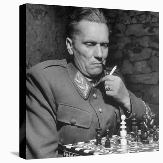 Josip Broz, aka Marshal Tito, Leader of the Yugoslavia Resistance Playing Chess at His Hq-John Phillips-Premier Image Canvas