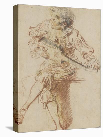 Joueur de guitare assis-Jean Antoine Watteau-Premier Image Canvas