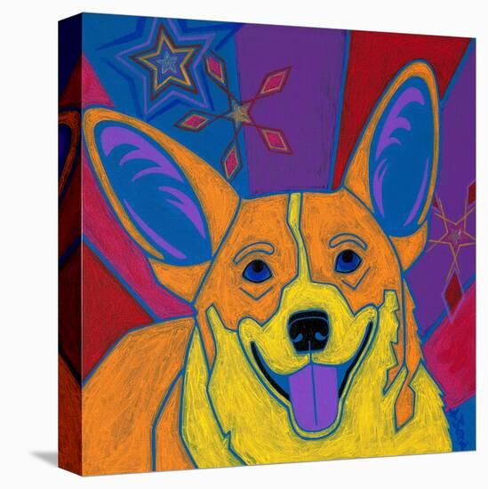 Joyful Corgi-Angela Bond-Stretched Canvas